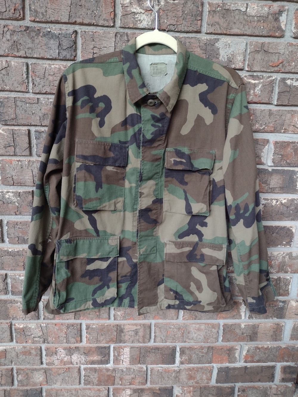 1990 US Army Woodland Camouflage Combat Coat BDU Shirt Mens Small Short Military